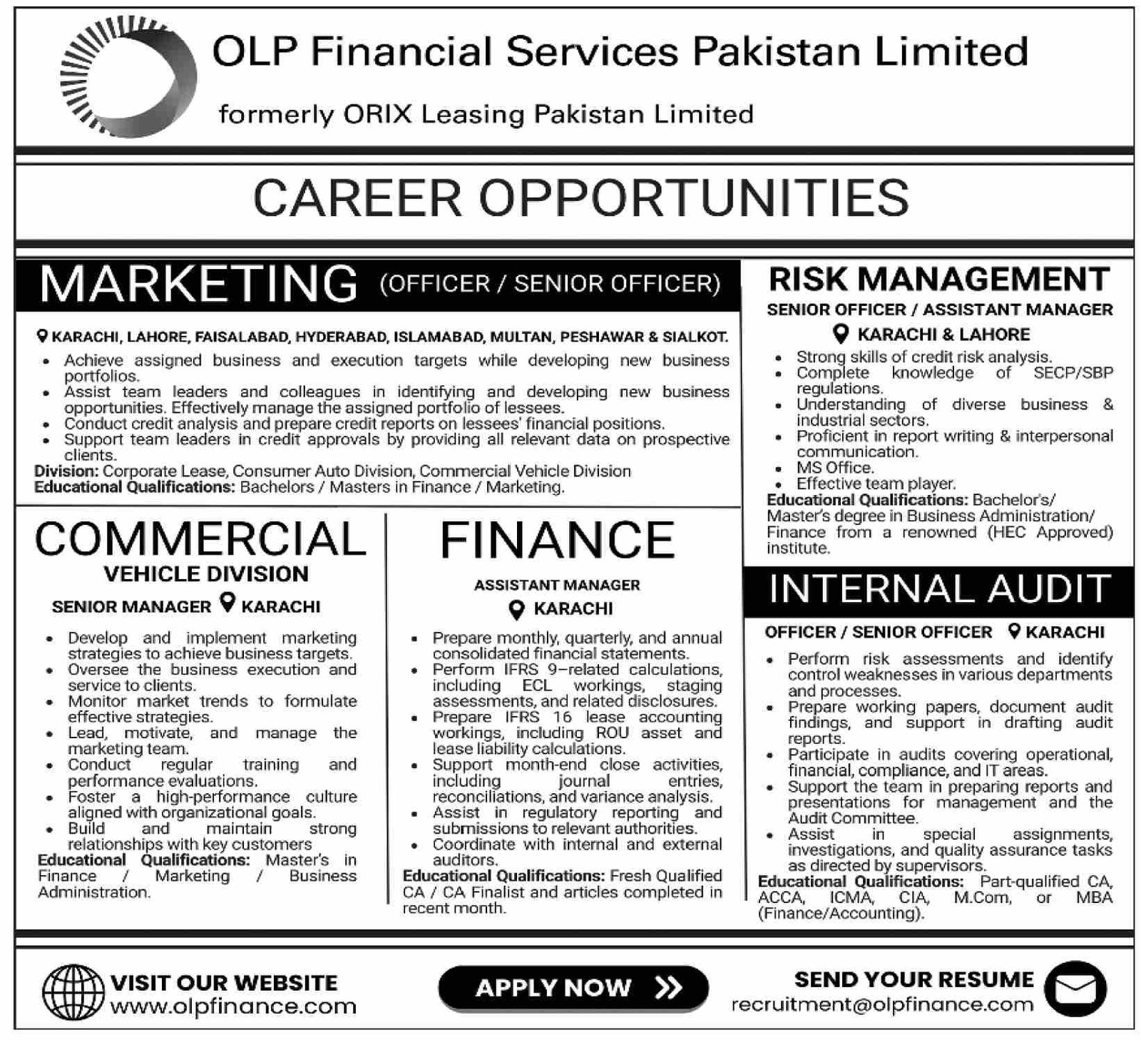 OLP Financial Services Pakistan Limited Jobs in Sindh 1 OLP Financial Services Pakistan Limited Jobs
