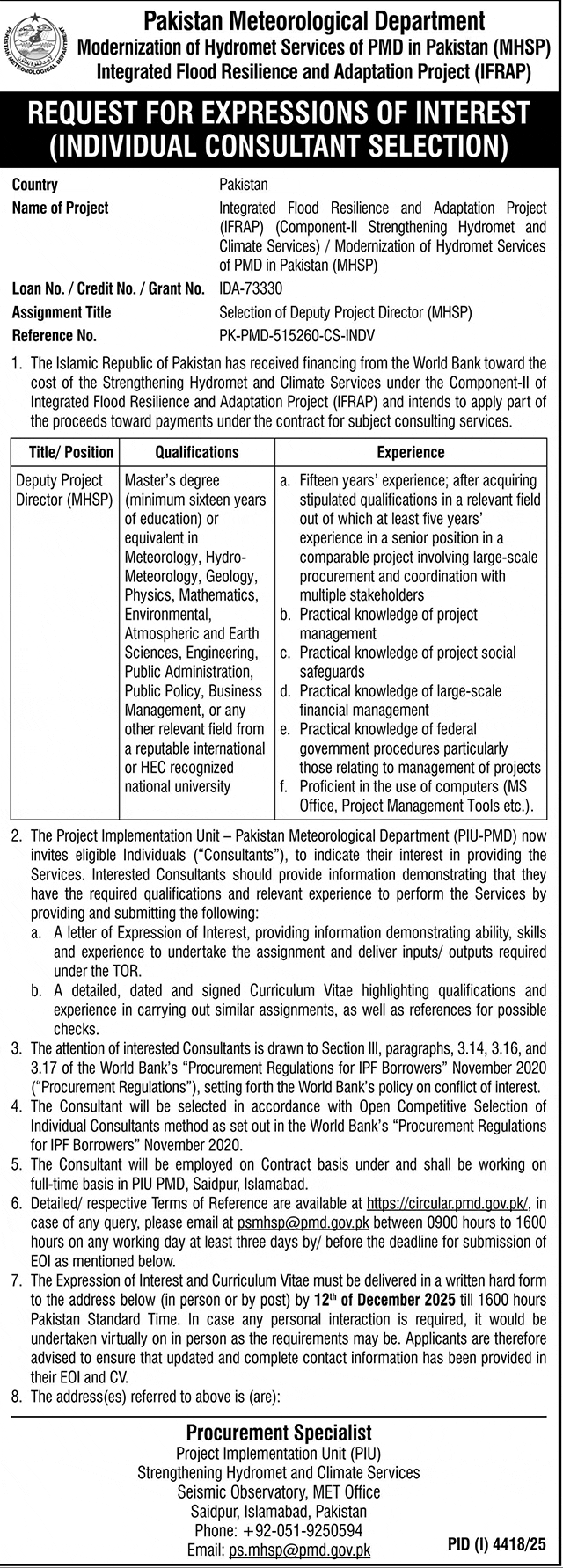PMD Jobs At Pakistan Meteorological Department Apply Now 1 PMD Jobs At Pakistan Meteorological Department