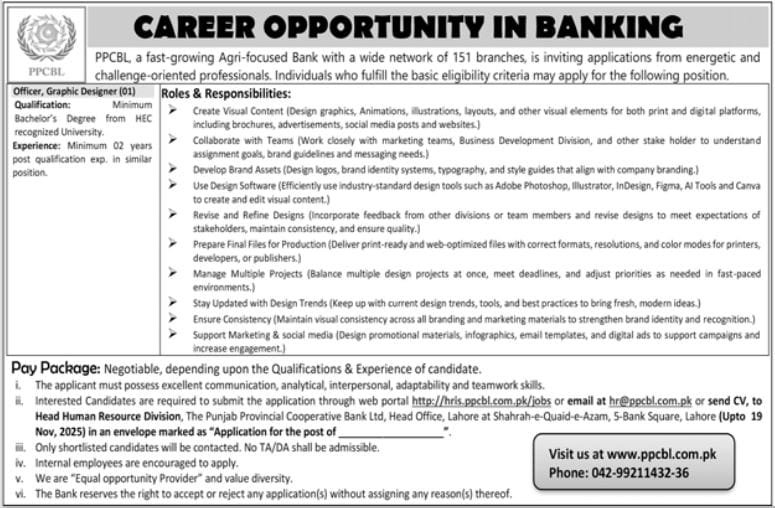 Punjab Provincial Cooperative Bank Ltd PPCBL Karachi Jobs