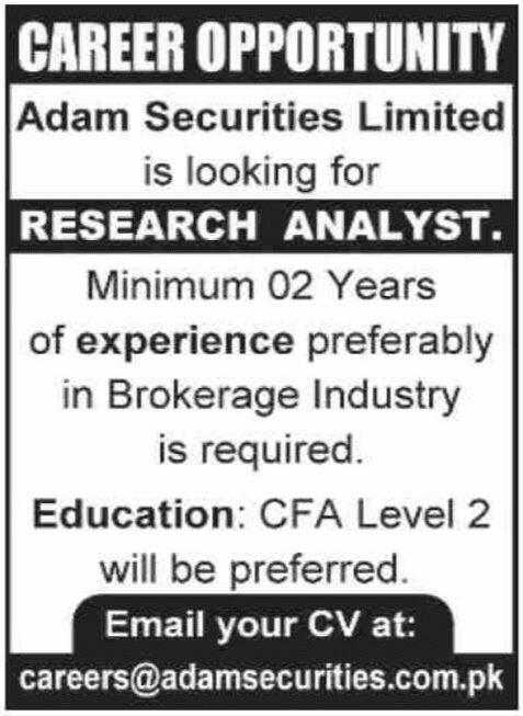 Research Analyst Jobs At Adam Securities New