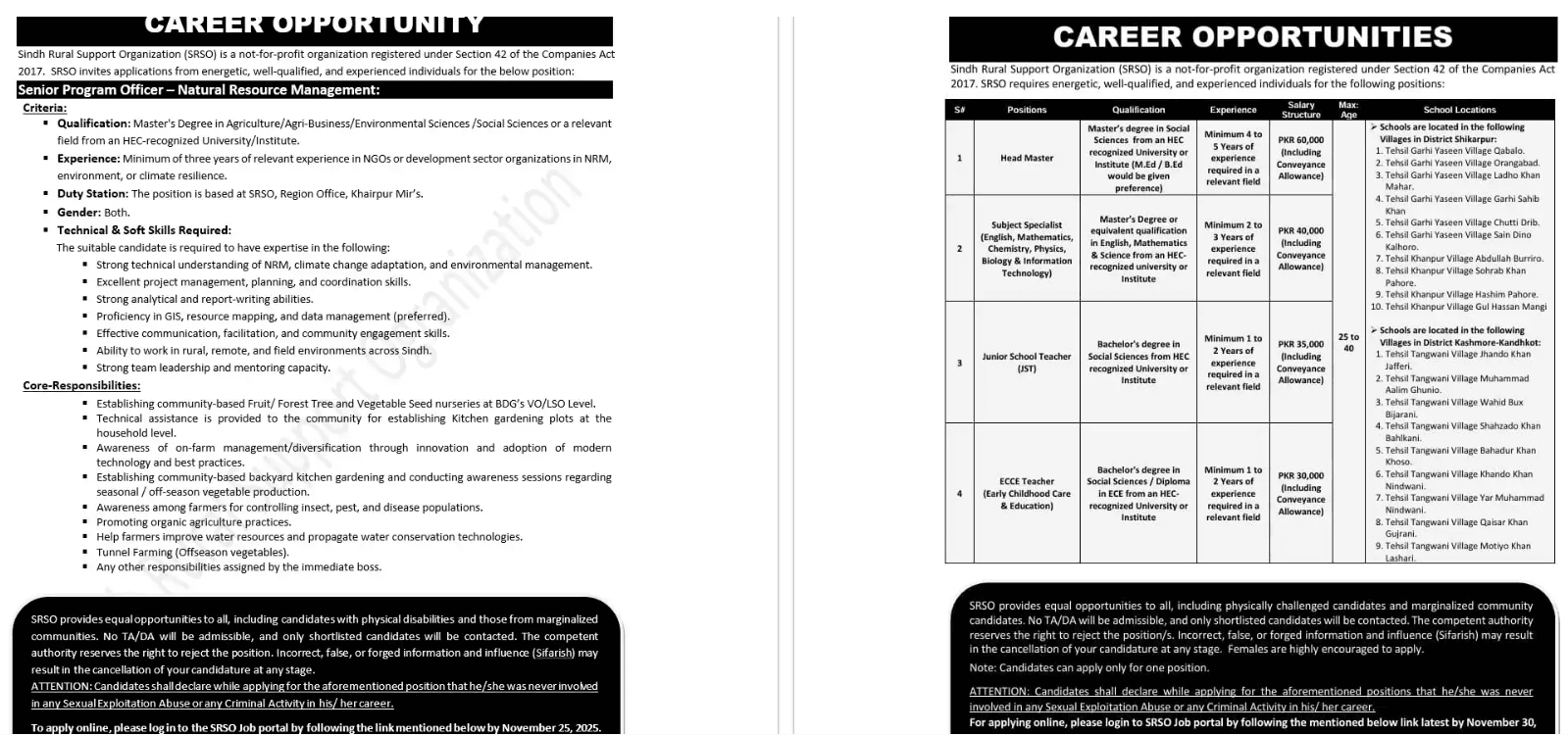 SRSO NGO Jobs Announced Today SRSO Jobs Portal New Roles