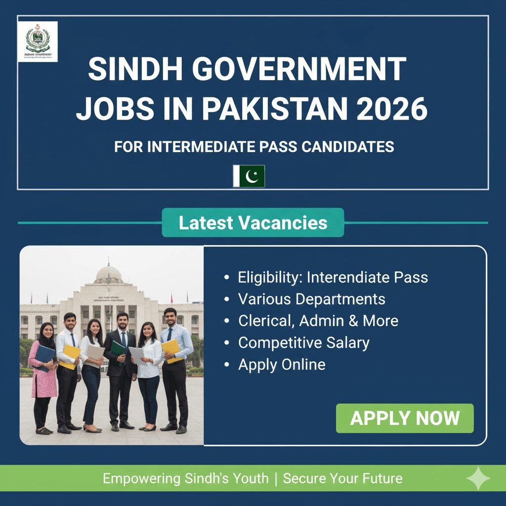 Sindh Government Jobs in Pakistan for Intermediate Pass 2026 1 Sindh Government Jobs in Pakistan for Intermediate Pass 2026