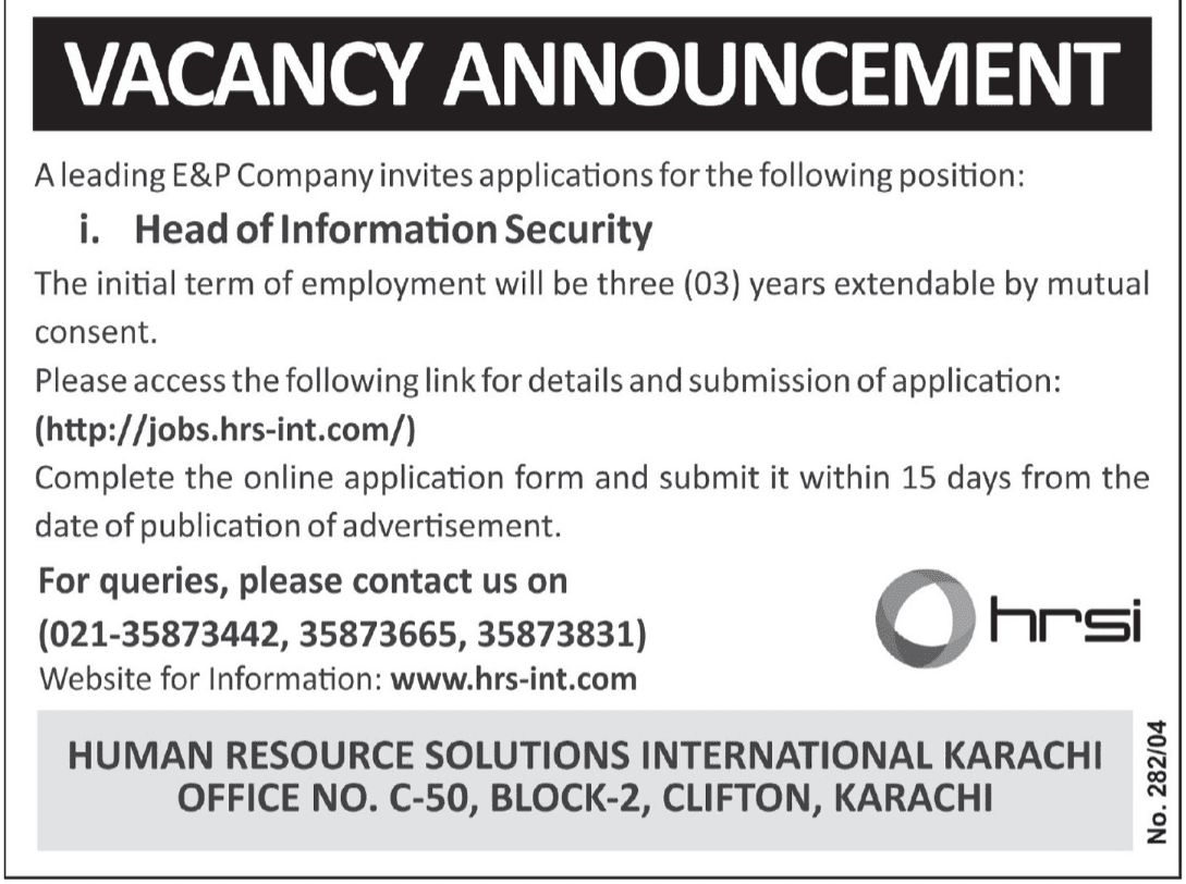 Sindh Jobs Opens At Human Resource Solutions International HRSI