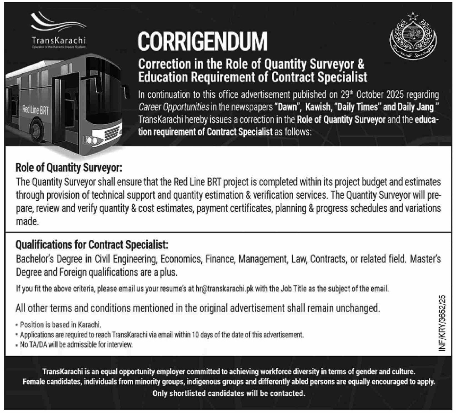 Urgent Transkarachi Management Jobs in Karachi 2025