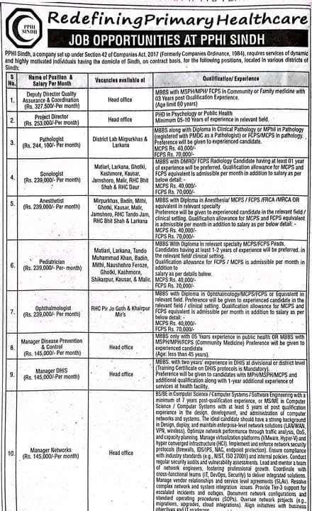 PPHI Sindh Jobs 2025 Apply Online