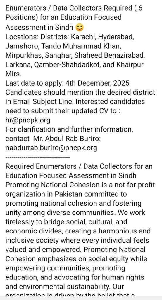 Data Collector Jobs in Sindh 1 Data Collector Jobs in Sindh