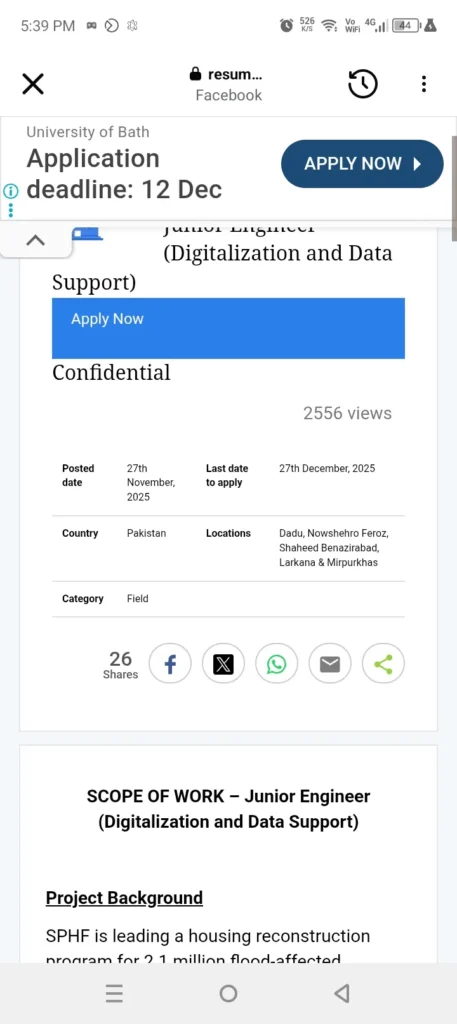 SPHF Sindh People’s Housing for Flood Affectees Jobs 2025 Apply Online Now