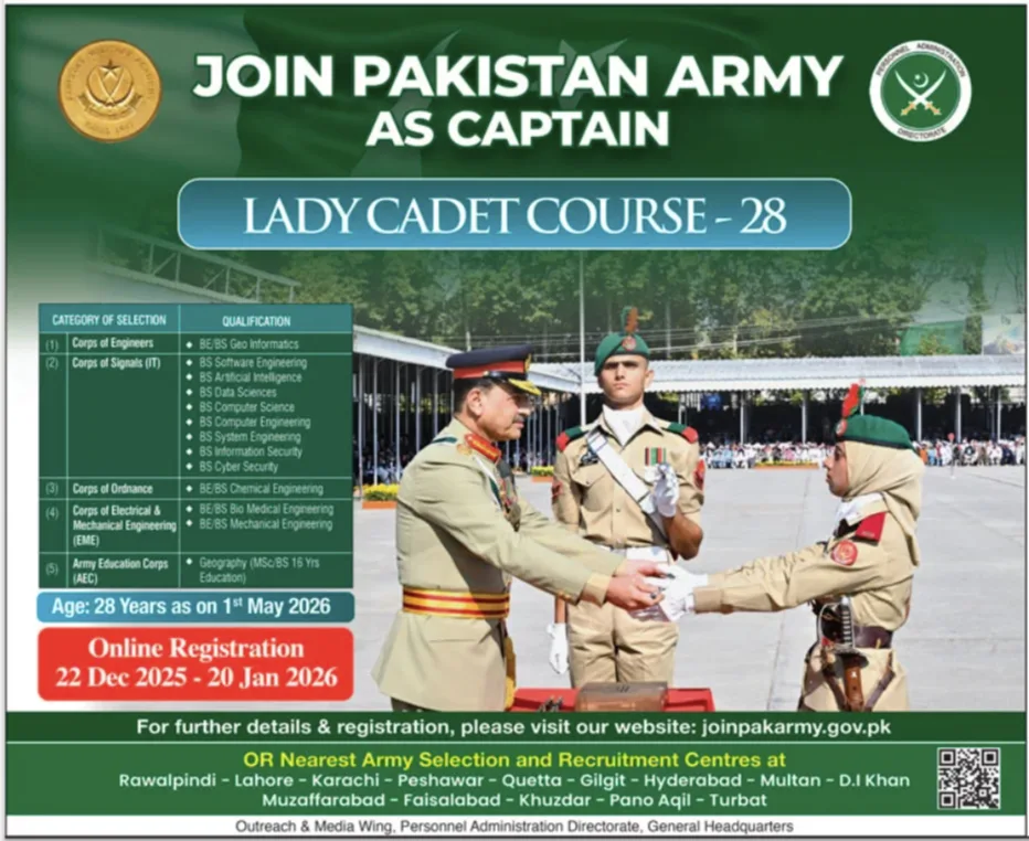 Jobs at Pakistan Army 2026
