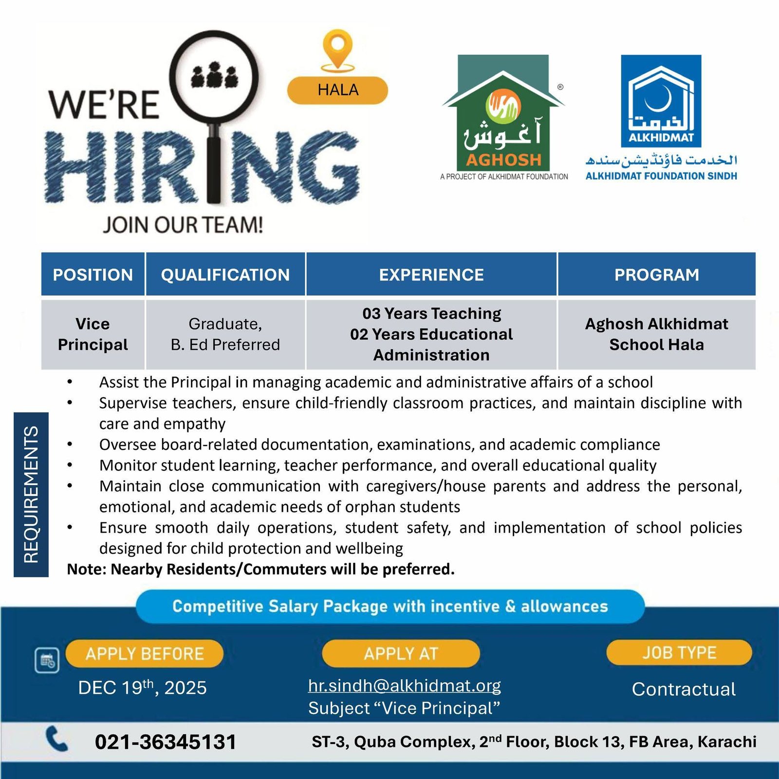 Alkhidmat NGO Hala Sindh Jobs