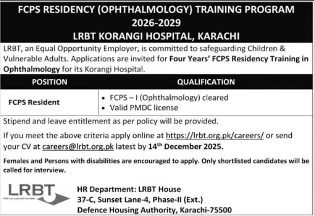 Apply Now Jobs At LRBT Hospital Korangi Karachi