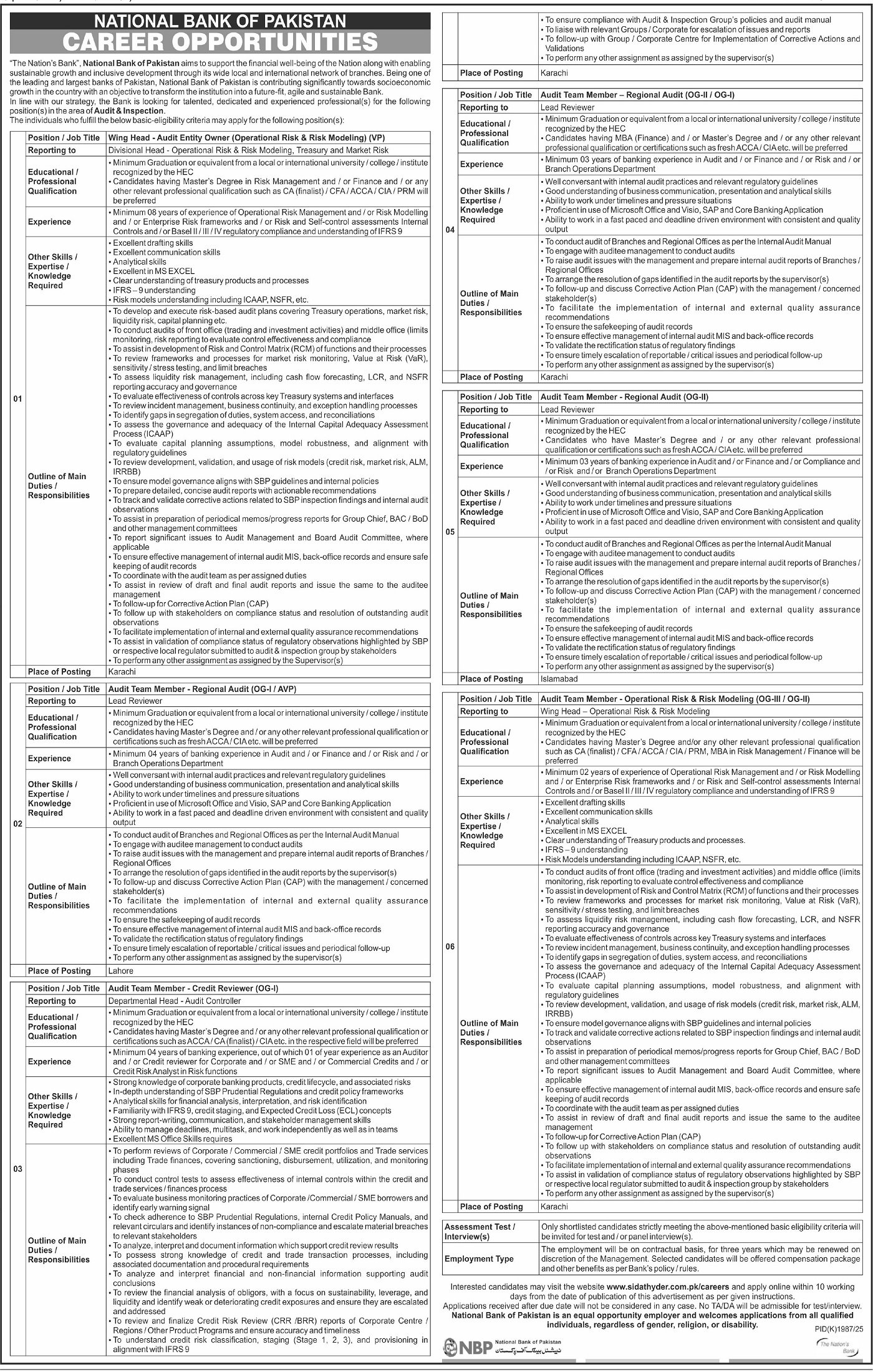 Apply Now For Jobs At NBP Bank in Sindh