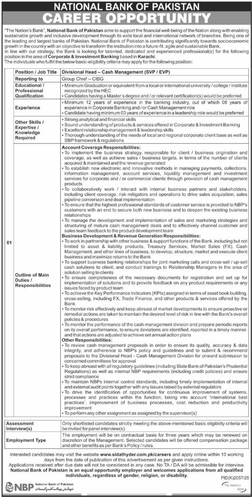 National Bank Of Pakistan NBP Jobs 2026