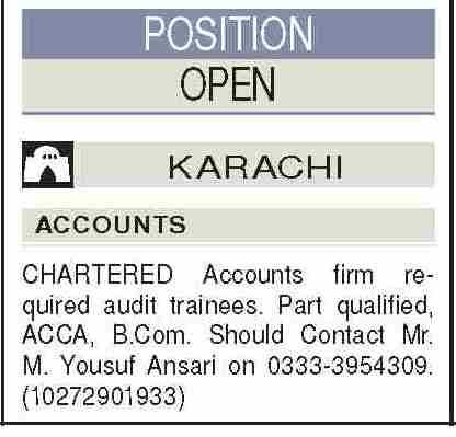 Audit Trainee Jobs at Chartered Accounts Firm 2026