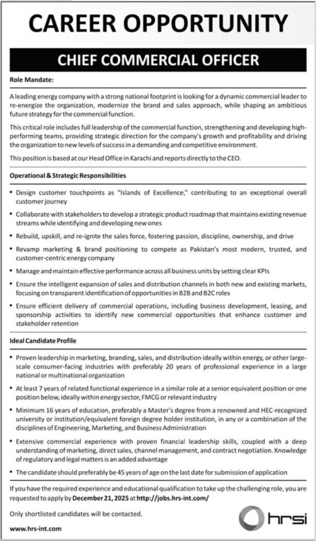 Chief Commercial Officer Jobs At Human Resource Solution