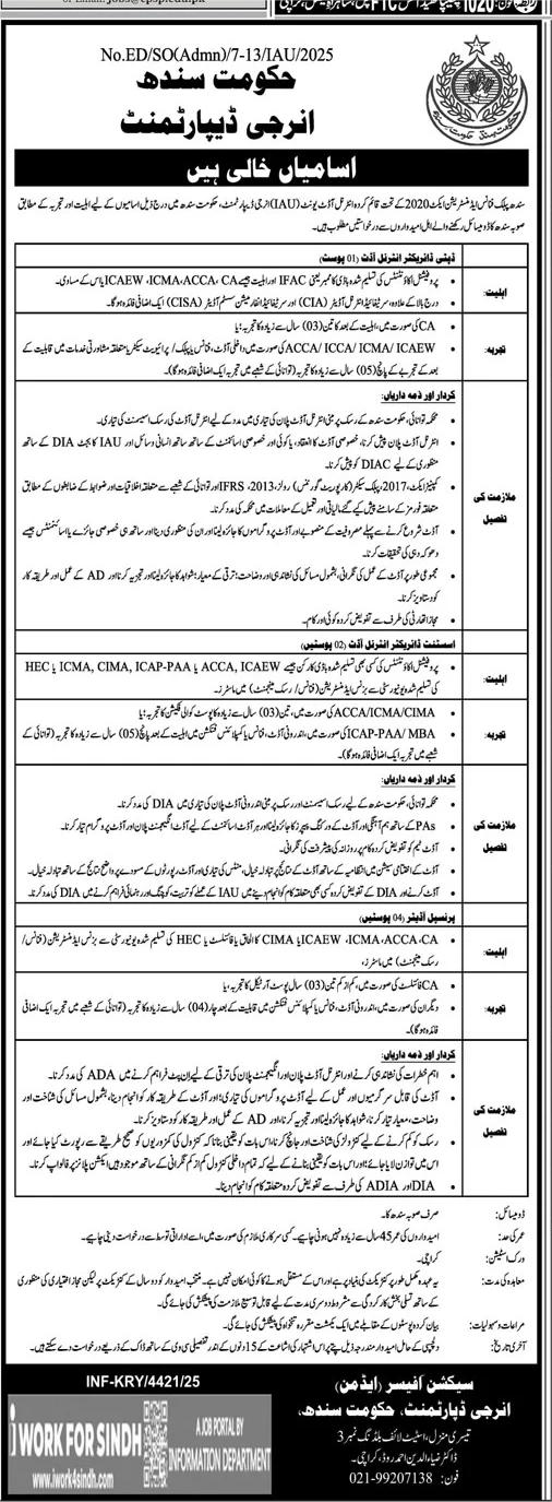 Energy Department of Sindh Jobs 2026