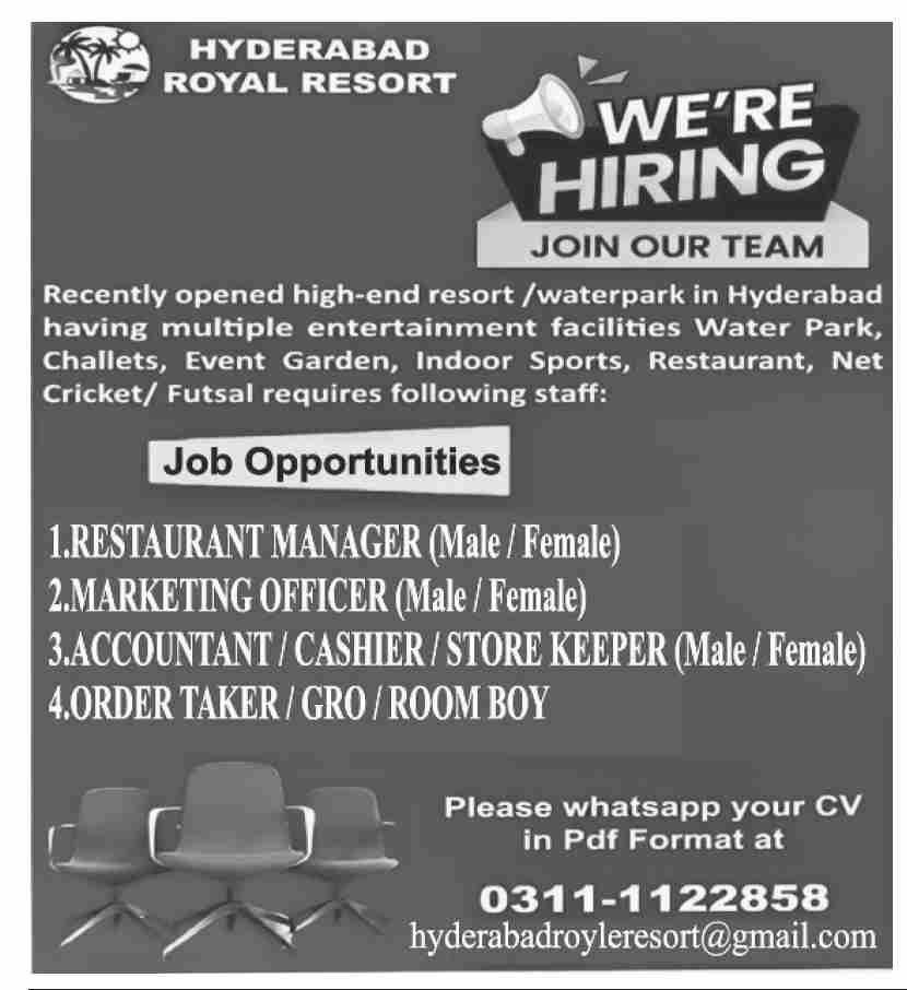 Jobs at Hyderabad Royal Resort in 2026