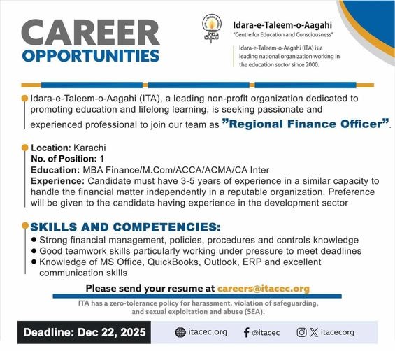 Job Opportunities at Idara e Taleem o Aagahi ITA NGO
