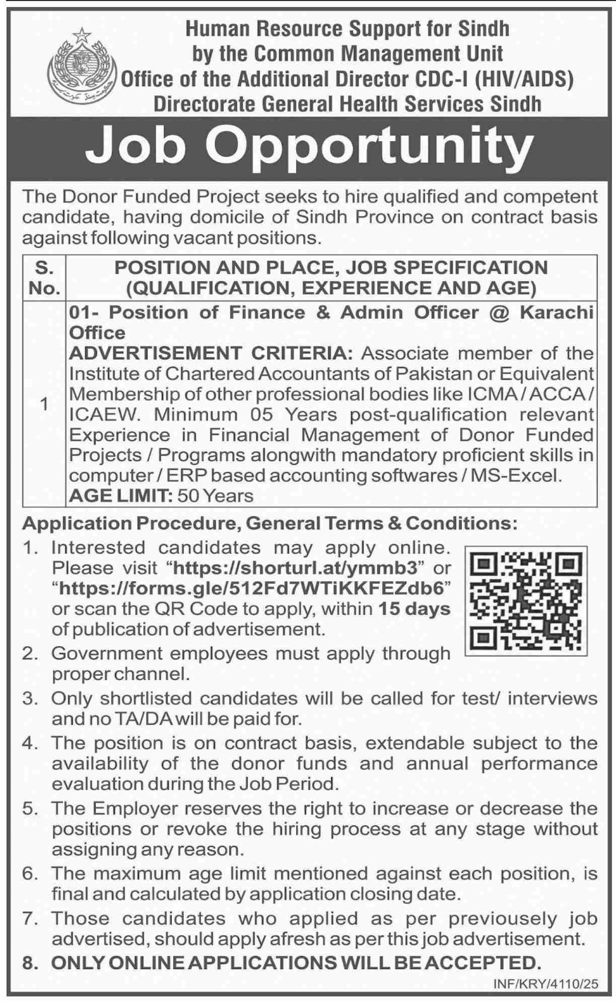 Jobs At Directorate General Health Services Sindh New
