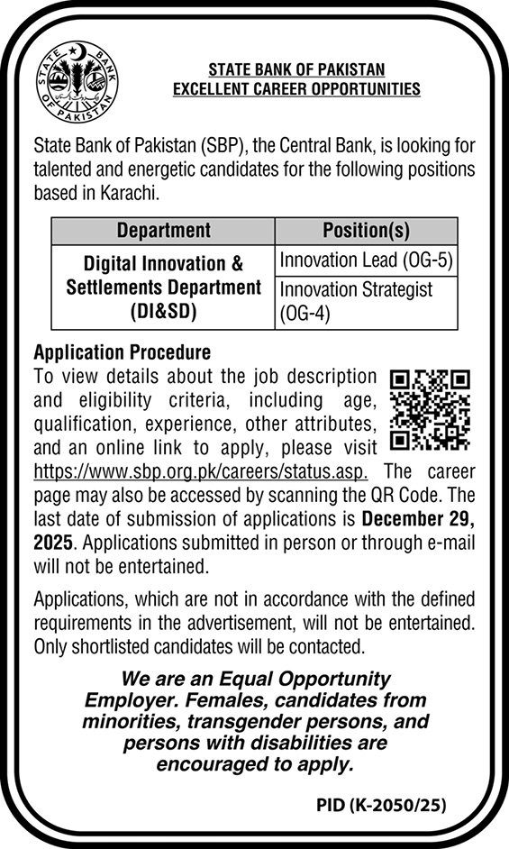 Jobs at State Bank Of Pakistan SBP In Sindh