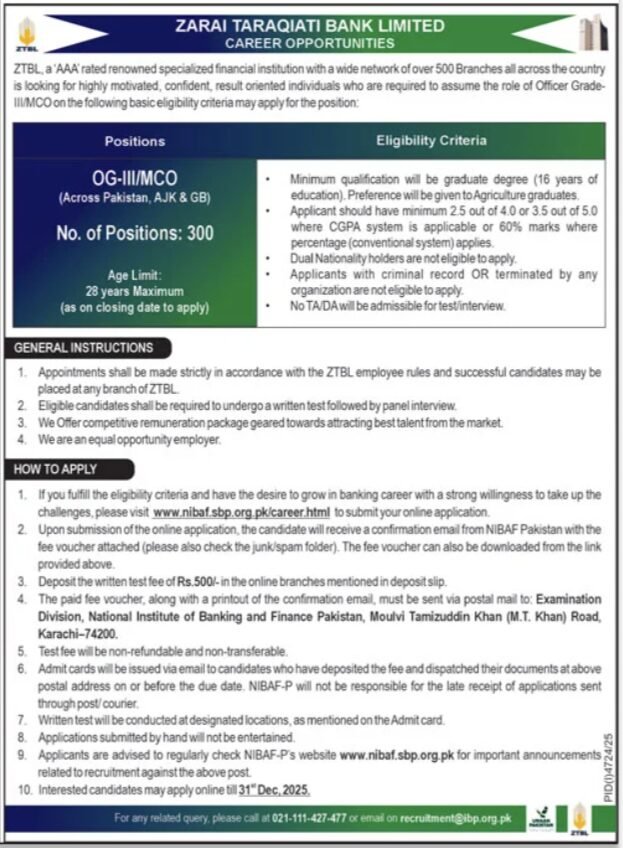 Join Zarai Taraqiati Bank Limited ZTBL Jobs 2026 1 Join Zarai Taraqiati Bank Limited ZTBL Jobs 2026