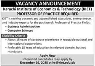 Karachi Institute Of Economics and Technology Jobs