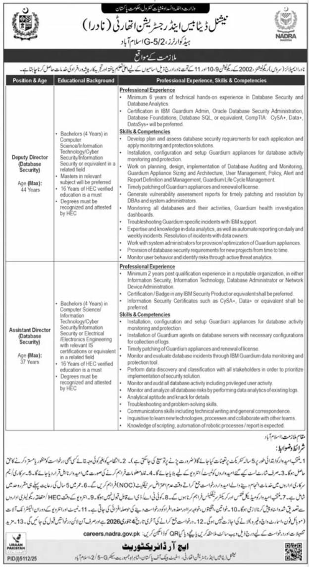 Latest NADRA Jobs 2026 Apply Now
