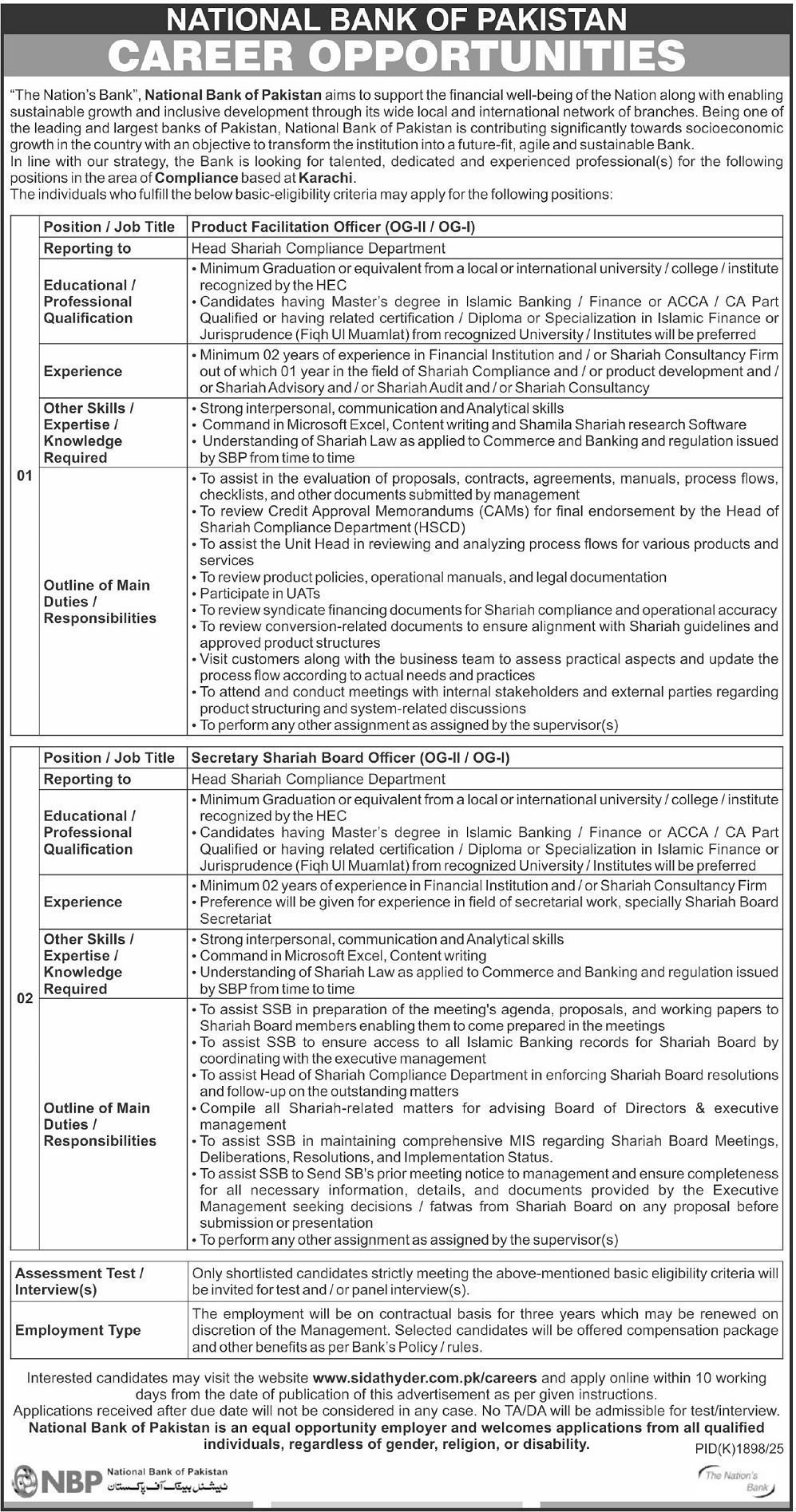 Latest NBP Karachi Jobs Online Apply Now in 2025