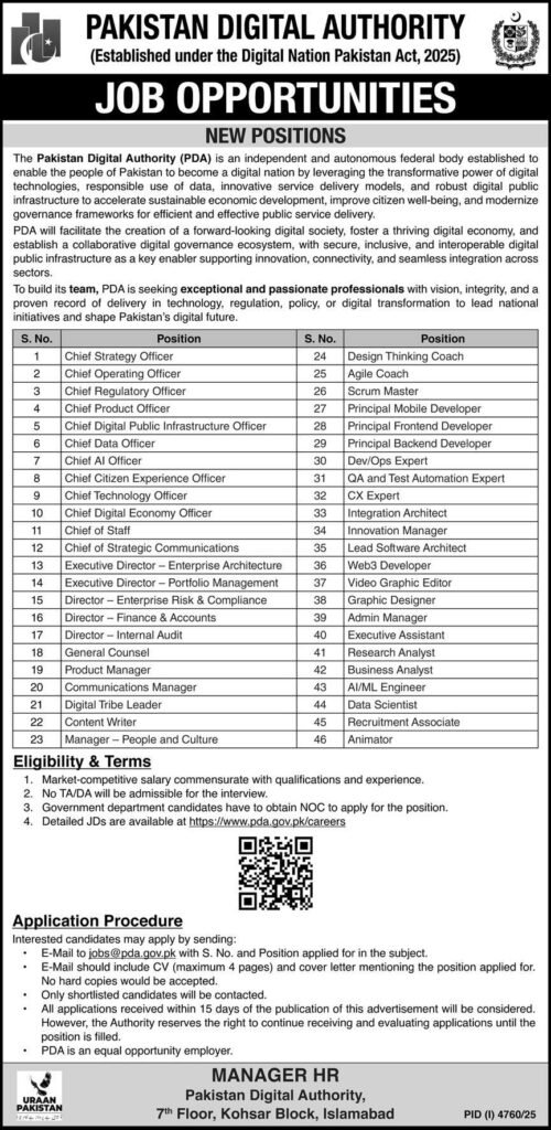 PDA Pakistan Digital Authority Government Jobs 2026
