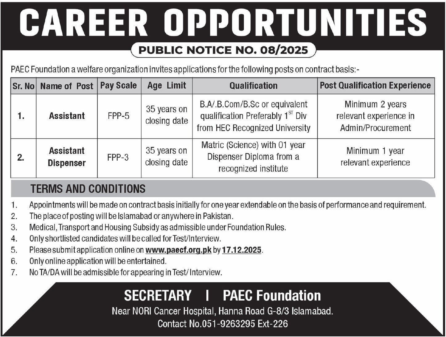 Paec Foundation Federal Government Jobs New in 2025