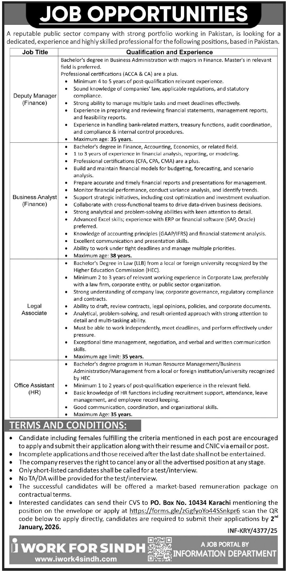Public Sector Company Jobs in Sindh 2026