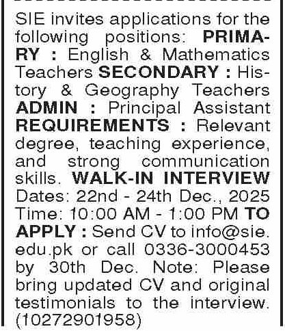 School of International Education SIE Jobs 2026
