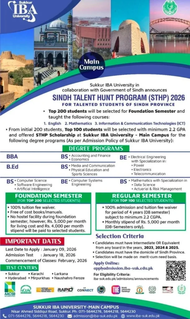 Sindh Talent Hunt Program Scholarship 2026