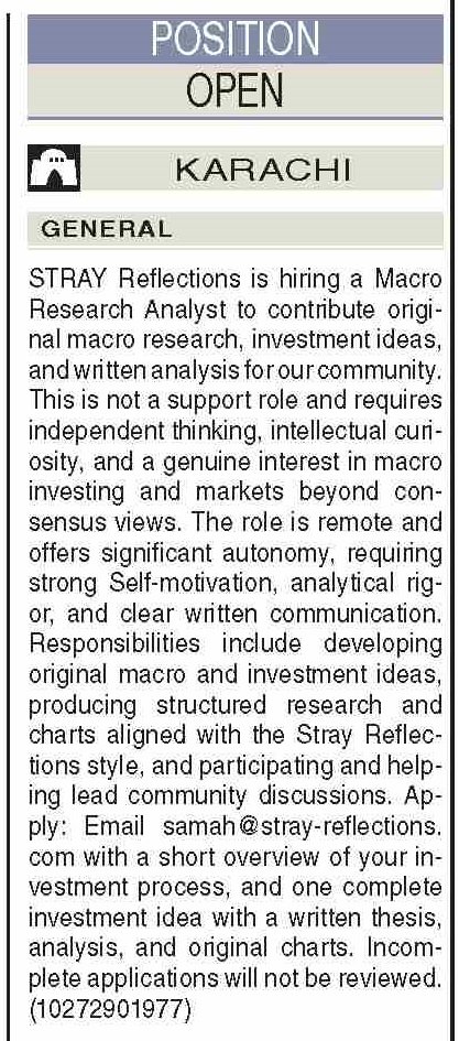 Stray Reflections Company Karachi Jobs 2026