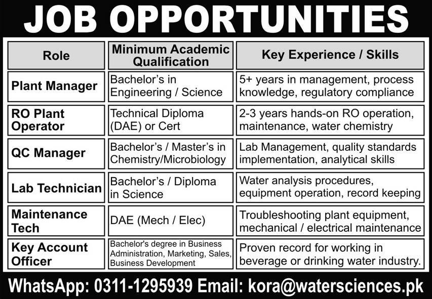 Water Sciences Jobs 2026 Career Opportunities in Karachi