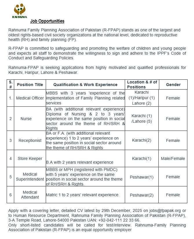 Rahnuma NGO Job Opportunities in Sindh 2026