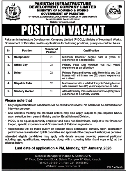 Job Openings at PIDC 2026