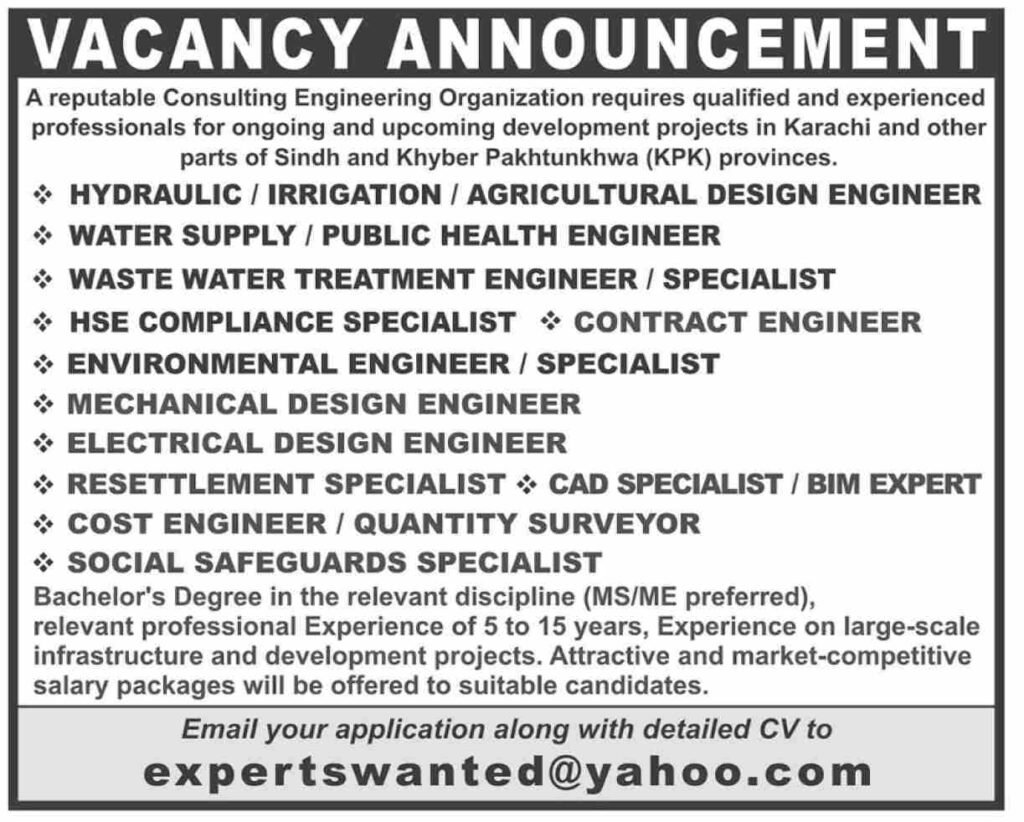 Consulting Engineering Jobs in Pakistan 2026