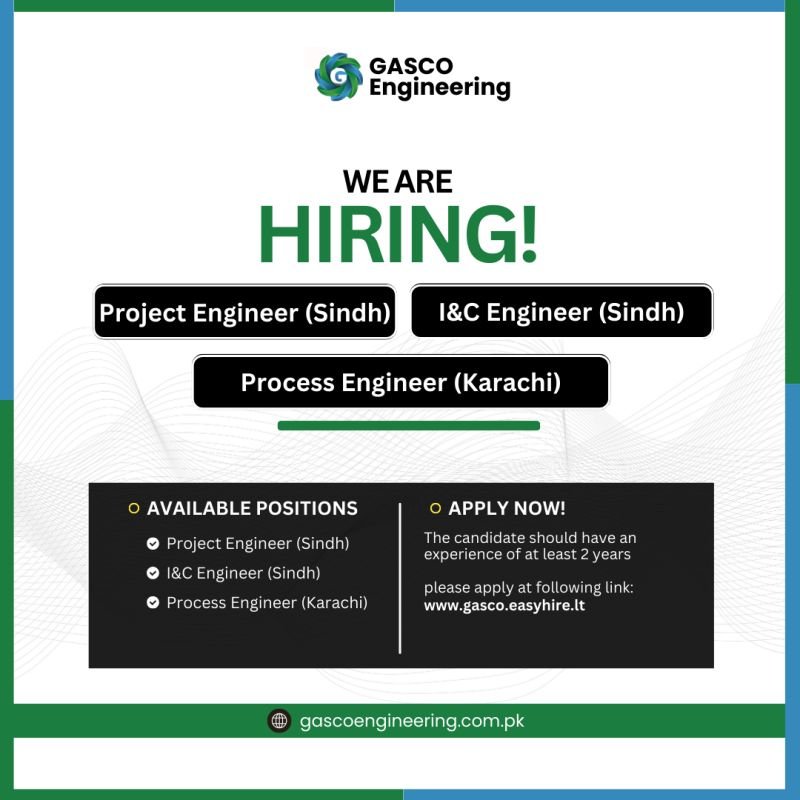 Career Jobs at GASCO Engineering Pvt Limited Company