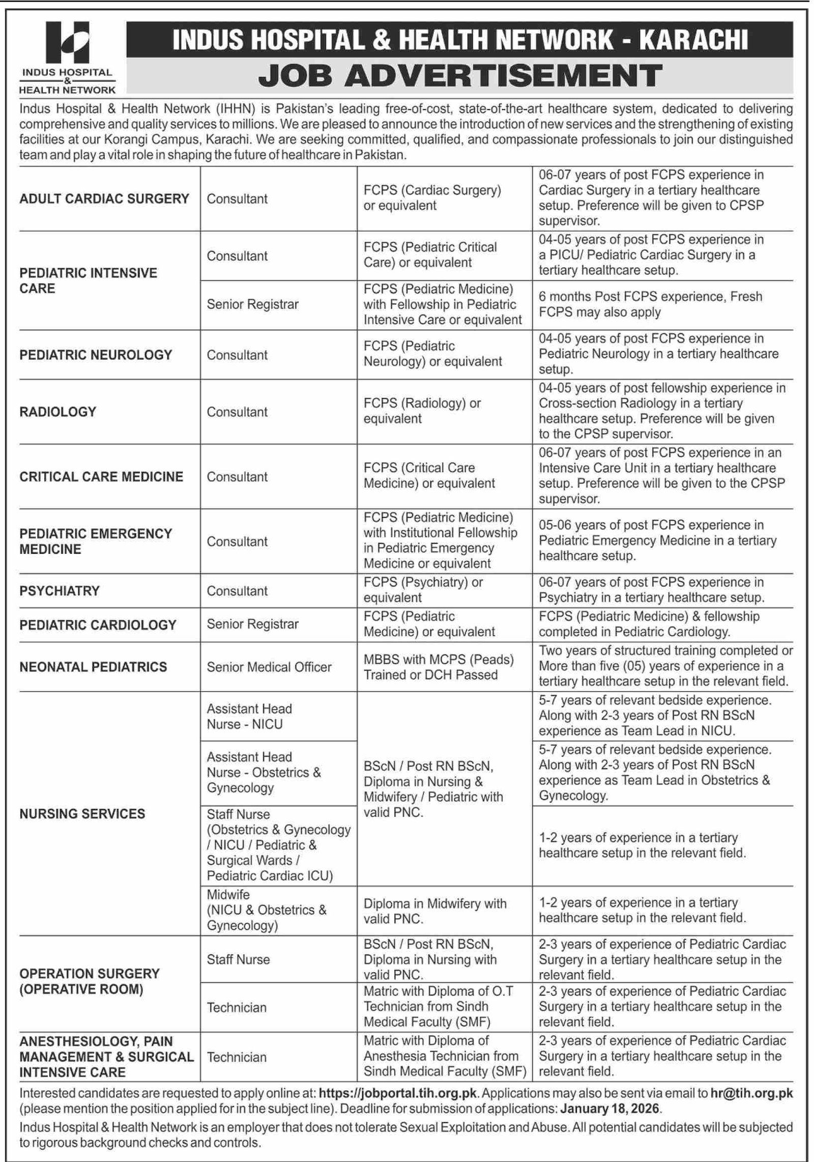 Jobs Portal at Indus Hospital and Health Network 1 Jobs Portal at Indus Hospital and Health Network