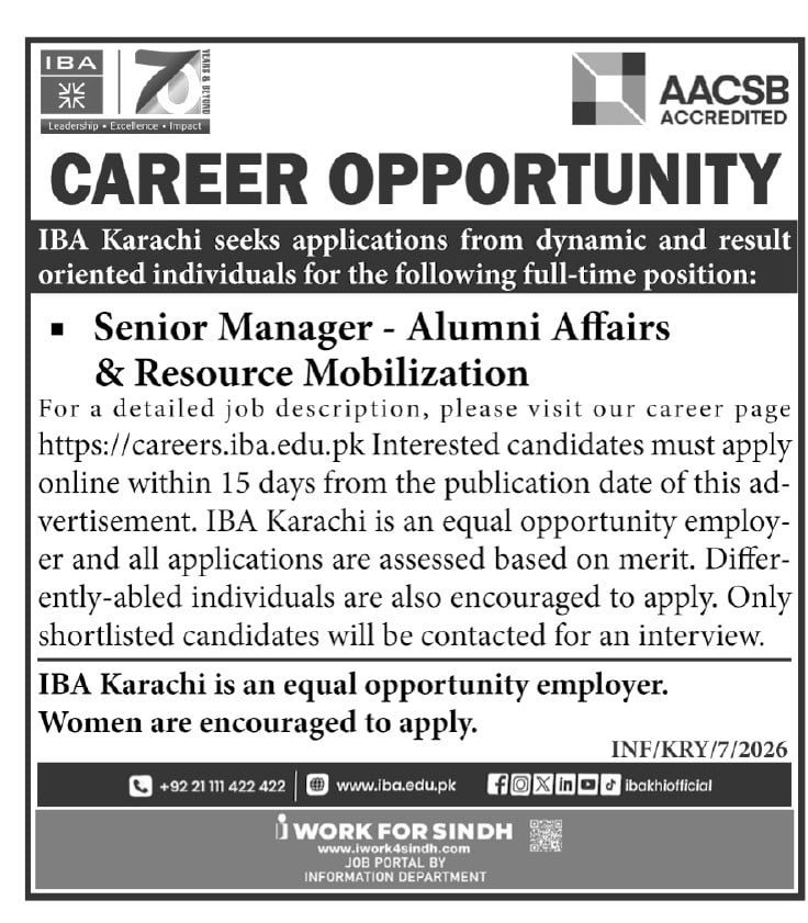 Institute Of Business Administration IBA Karachi Jobs 2026