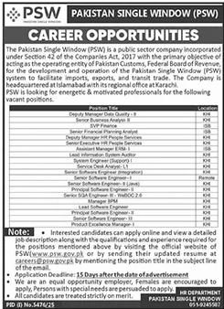 Pakistan Single Window PSW Jobs 2026