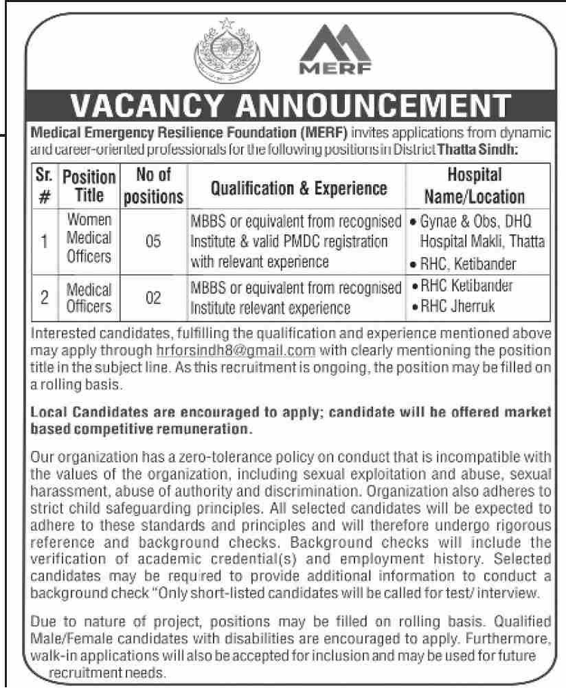 MERF NGO Job Opportunities Apply Now
