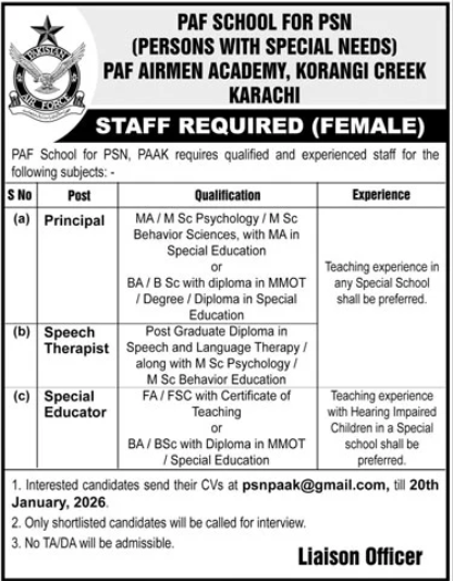 Opportunities of Jobs at PAF Airmen Academy Korangi Karachi
