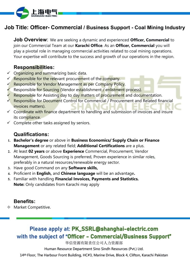Sino Sindh Resources Private Limited Company Thar Coal Jobs