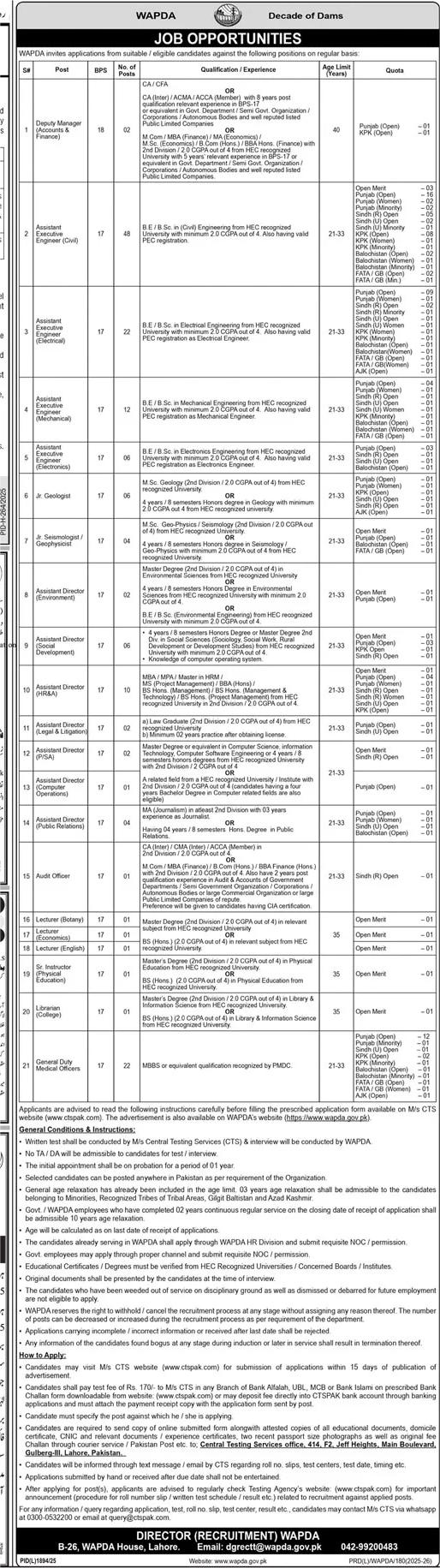 WAPDA Jobs New Career Opportunities 2026
