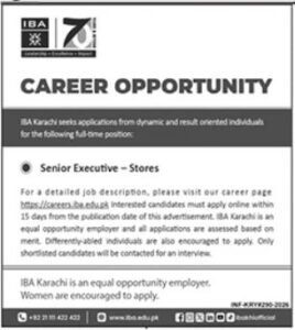 IBA Karachi Jobs: Urgent Executive Opportunities 2026
