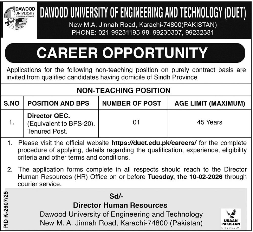 Dawood University Jobs: Secure Your Best Management Post