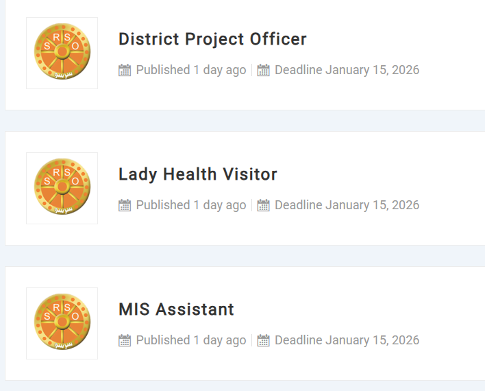 Sindh Jobs at SRSO NGO 2026