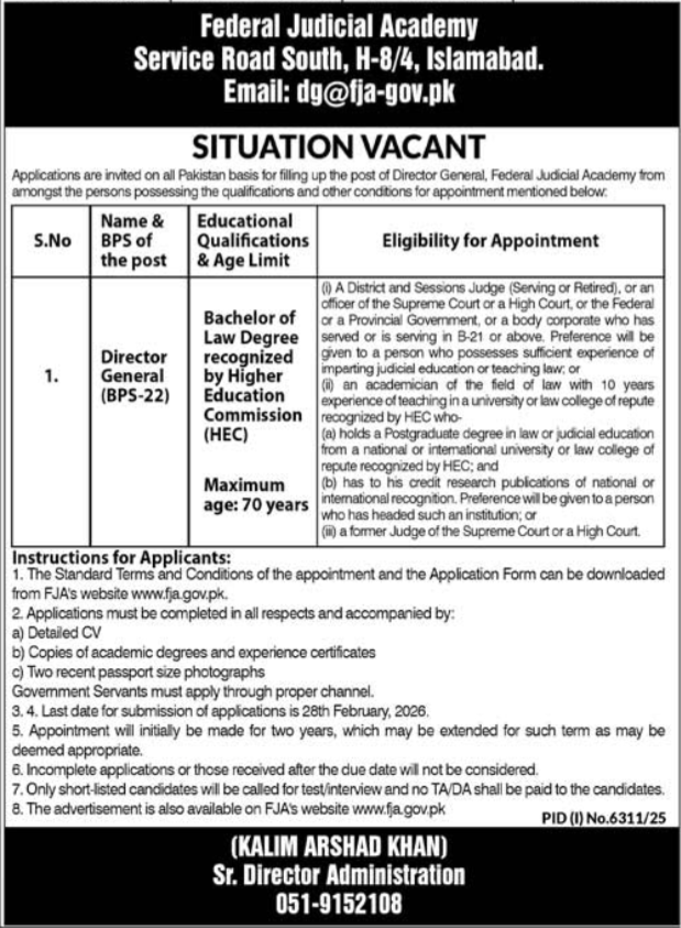 Apply Now For Federal Judicial Academy Jobs 2026