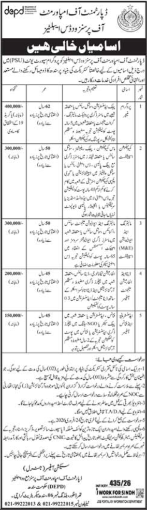 Sindh Department Of Empowerment Of Persons SJP Jobs